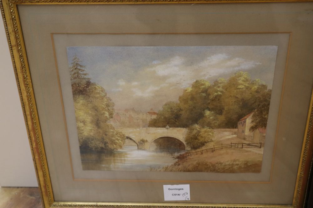 19th century English School, watercolour, Old Halfpenny Gate Stonehouse 1876 and four other watercolours